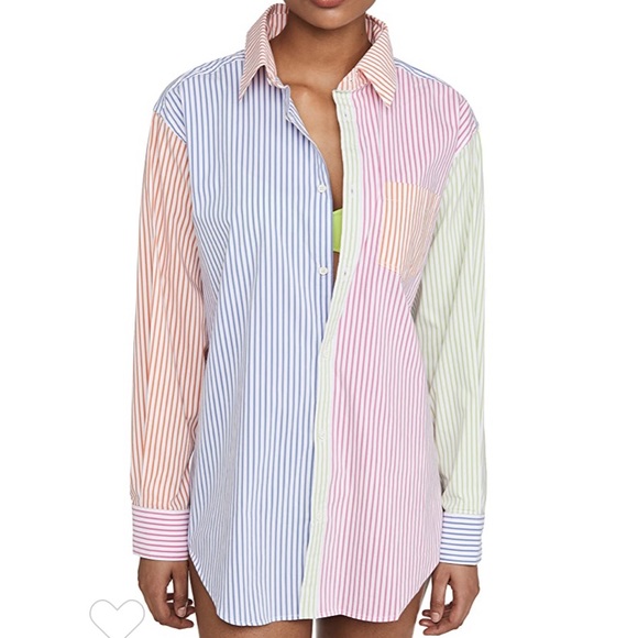 Solid and striped button down shirt Clearance
